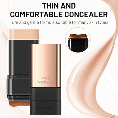 Luxury Anti-Wrinkle Foundation Stick – 2-in-1 Waterproof, Long-Lasting Makeup with Built-in Brush – Natural Finish, Mega Mart Online