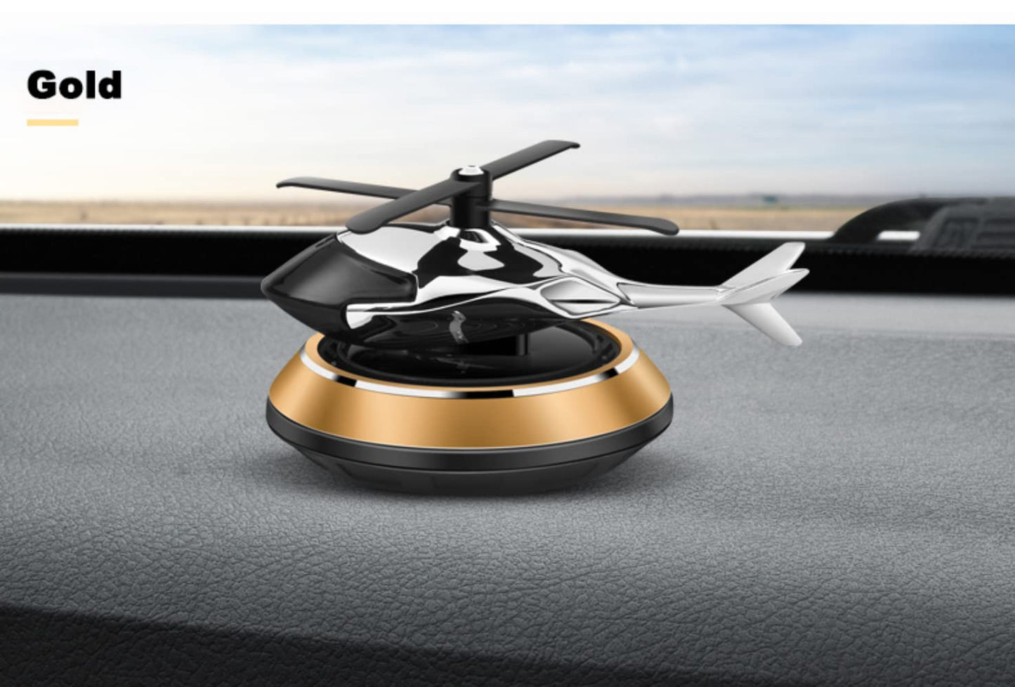 Solar Powered Rotating Helicopter Car Dashboard Accessory with Aroma Diffuser – Decorative Car Interior Toy